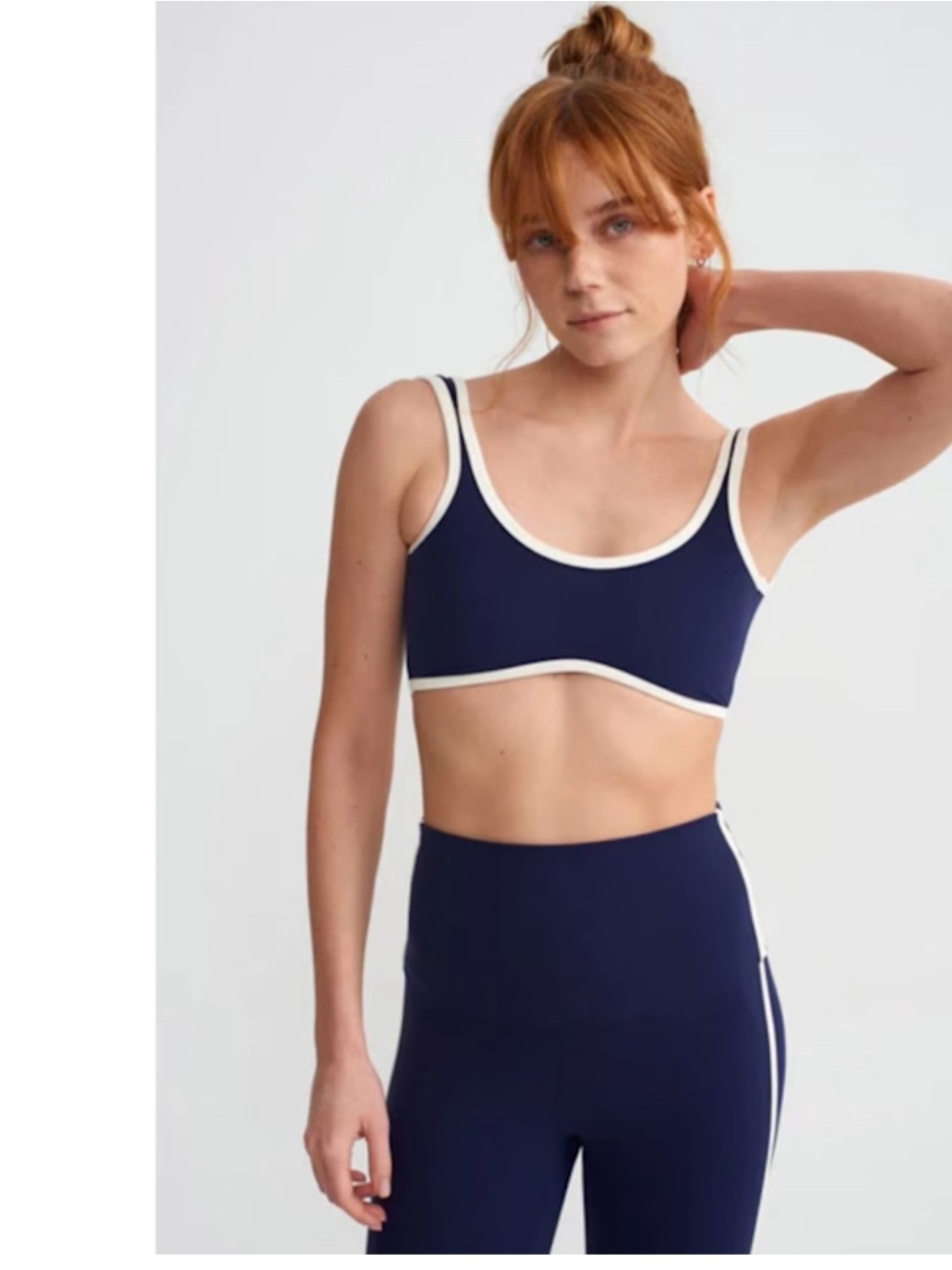 Athleta Navy Bralette with White Trim